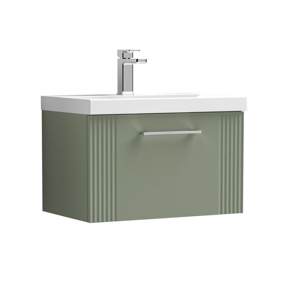 Nuie Deco 600mm Green 1 Drawer Wall Hung Unit With Basin (1)