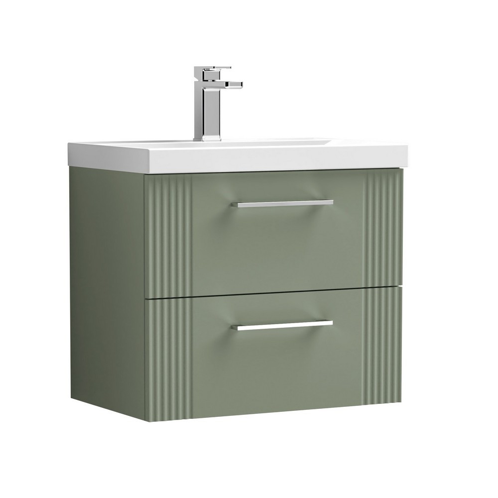 Nuie Deco 600mm Green 2 Drawer Wall Hung Unit With Basin (1)