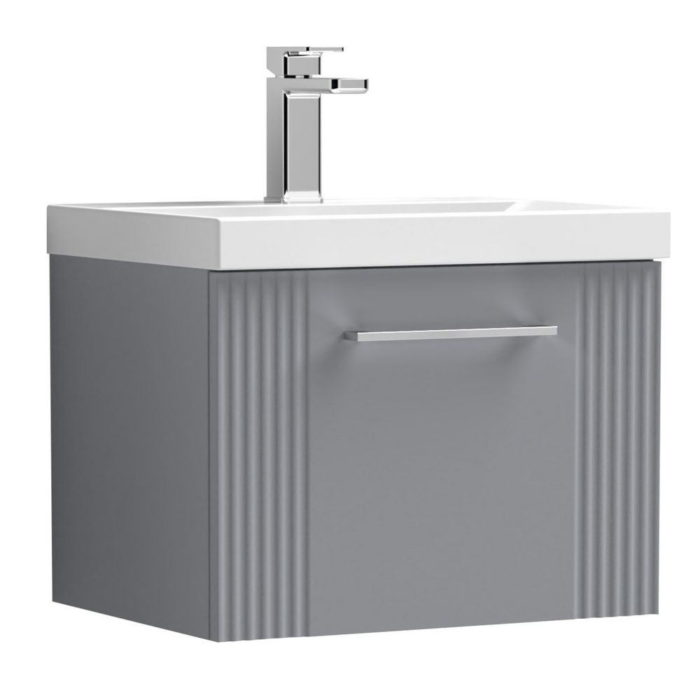 Nuie Deco 600mm Grey 1 Drawer Wall Hung Unit With Basin