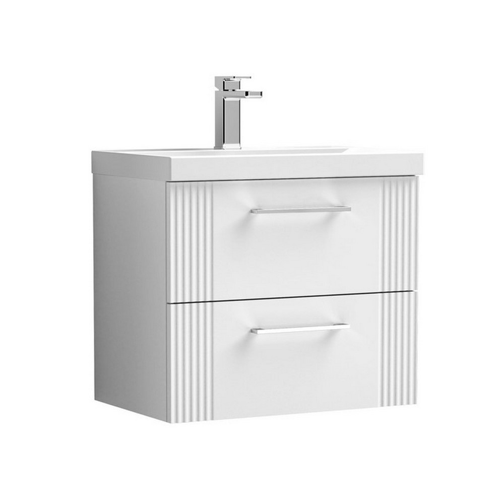 Nuie Deco 600mm White 2 Drawer Wall Hung Unit With Basin
