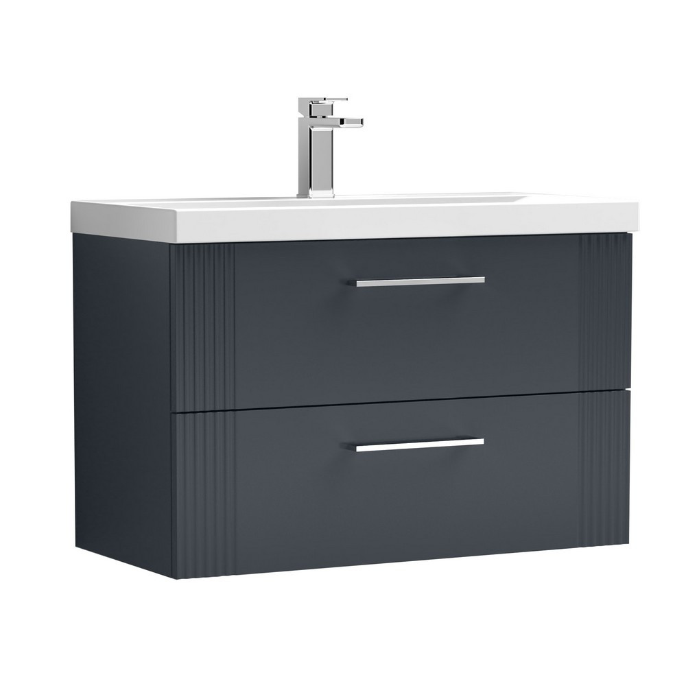 Nuie Deco 800mm Anthracite 2 Drawer Wall Hung Unit With Basin