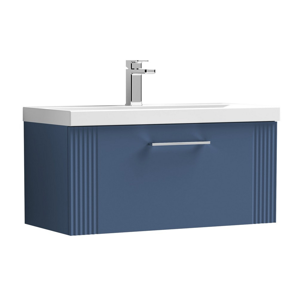 Nuie Deco 800mm Blue 1 Drawer Wall Hung Unit With Basin
