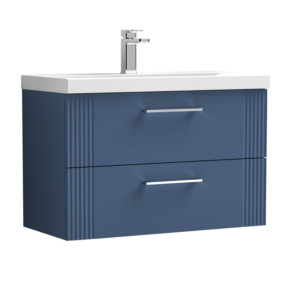 Nuie Deco 800mm Blue 2-Drawer Wall Hung Unit With Basin (1)