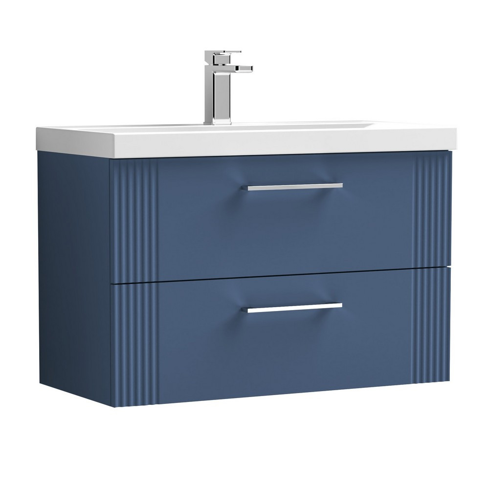 Nuie Deco 800mm Blue 2 Drawer Wall Hung Unit With Basin
