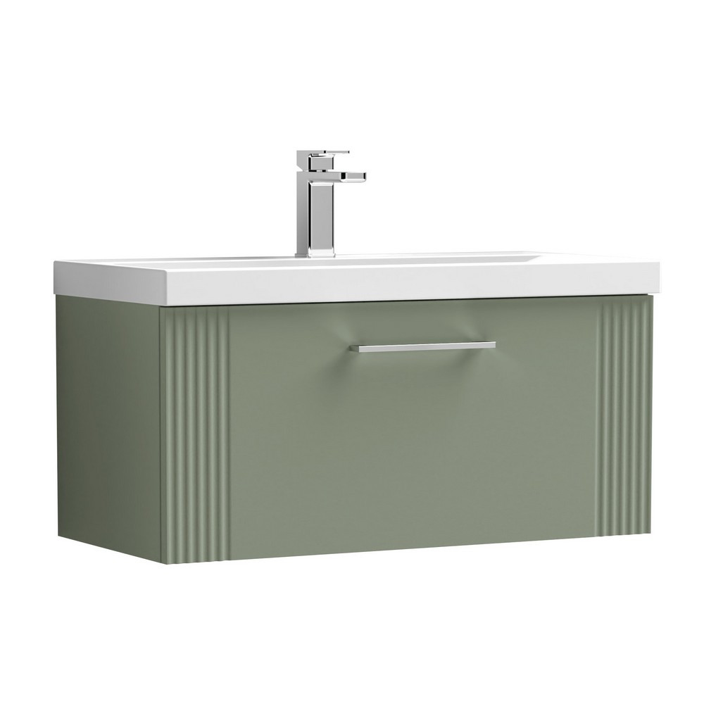 Nuie Deco 800mm Green 1-Drawer Wall Hung Unit With Basin (1)