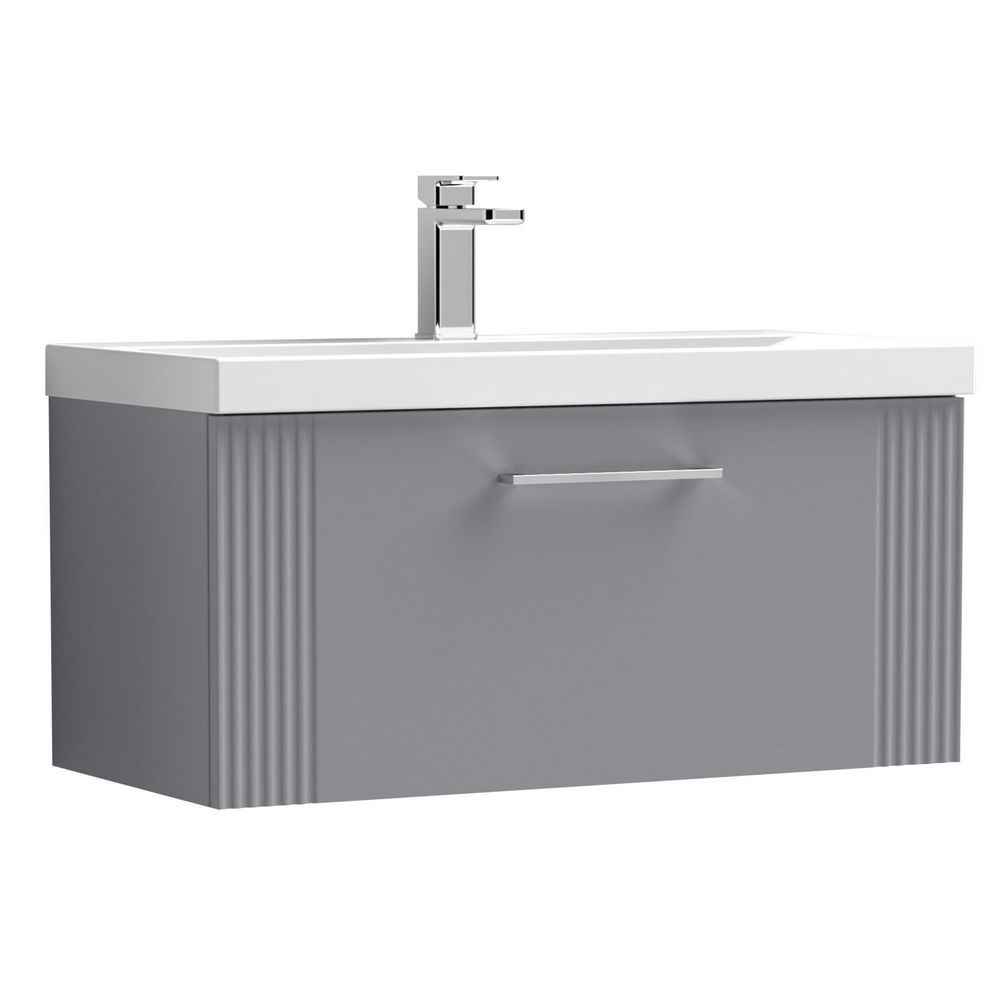 Nuie Deco 800mm Grey 1 Drawer Wall Hung Unit With Basin