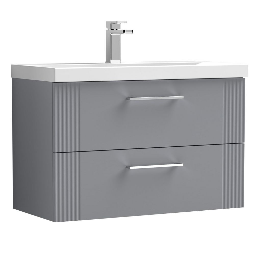 Nuie Deco 800mm Grey 2 Drawer Wall Hung Unit With Basin