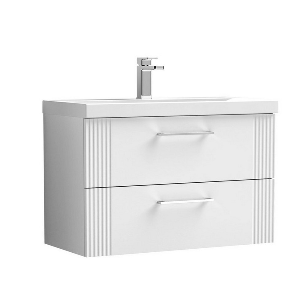 Nuie Deco 800mm White 2 Drawer Wall Hung Unit With Basin