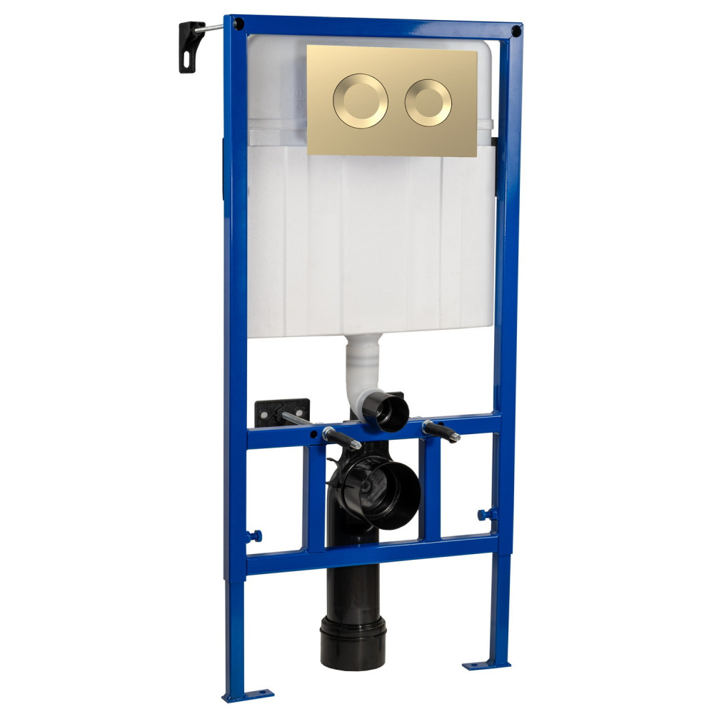 Nuie Dual Flush Mid Height Concealed Cistern Frame and Brass Round Plate