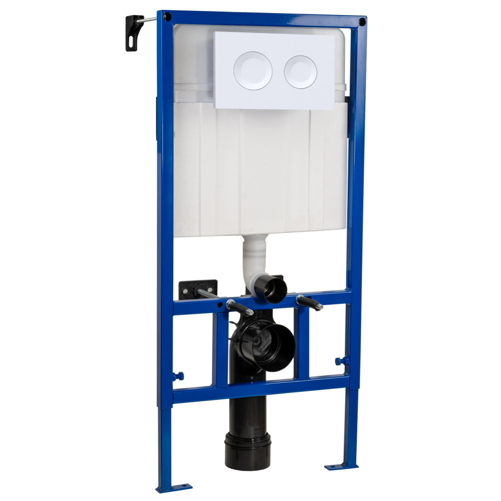 Nuie Dual Flush Mid Height Concealed Cistern Frame and White Round Plate