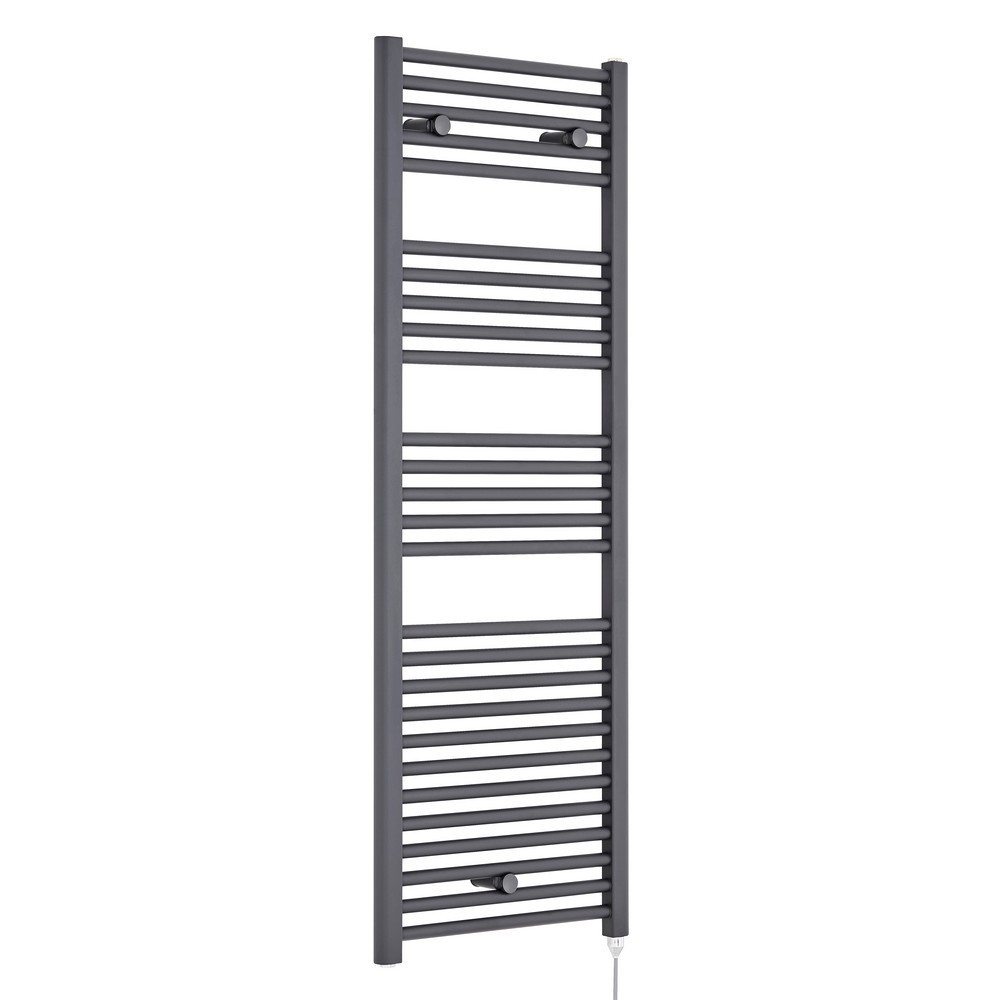Nuie Electric Round 1375 x 480mm Anthracite Ladder Towel Rail