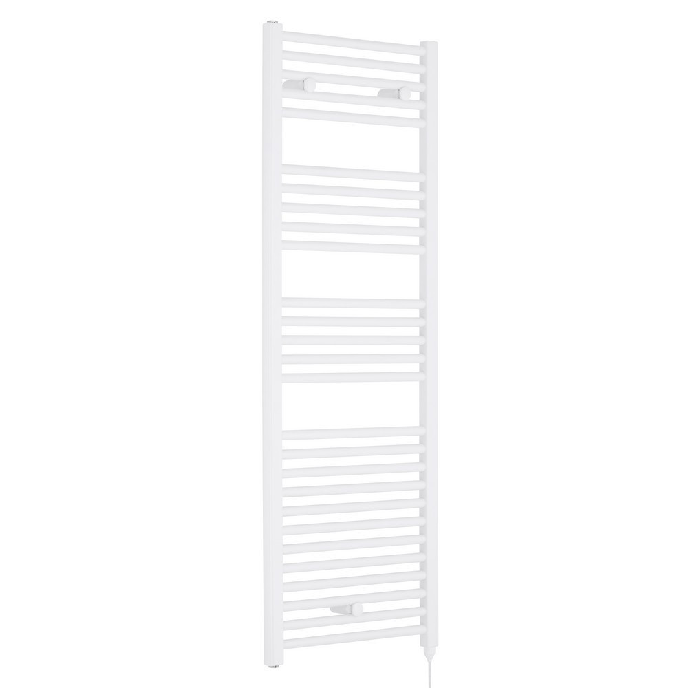 Nuie Electric Round Gloss White Ladder Towel Rail 1375 x 480mm (1)