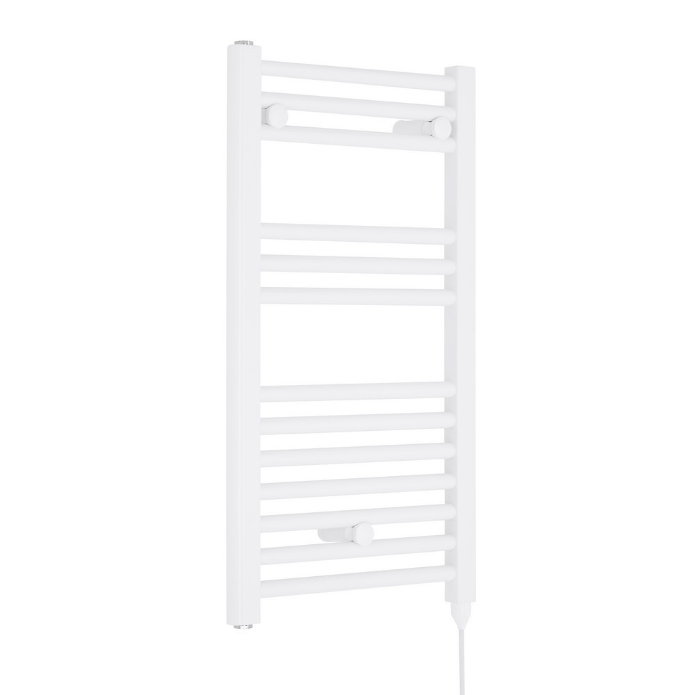 Nuie Electric Round Gloss White Ladder Towel Rail 720 x 400mm (1)