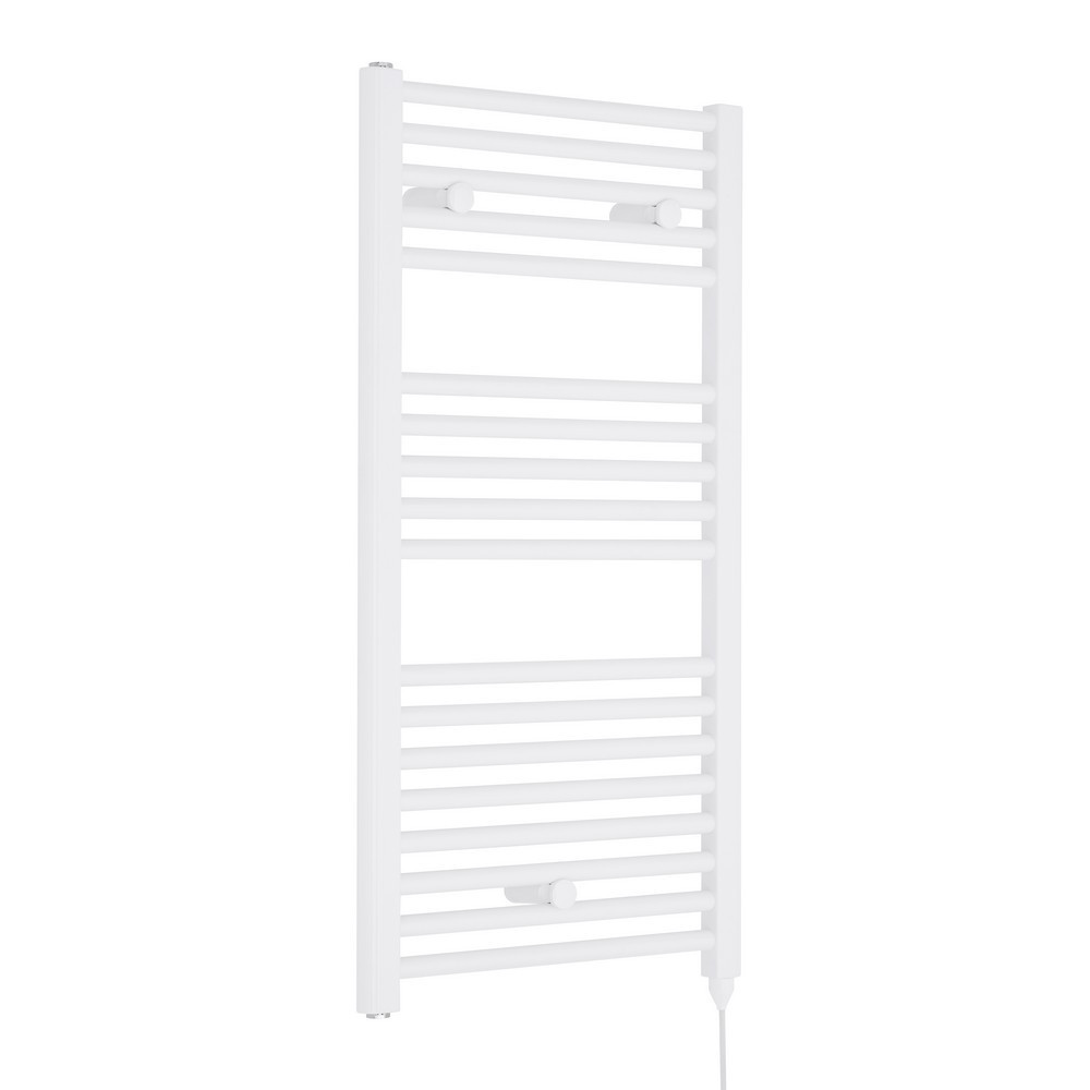 Nuie Electric Round Gloss White Ladder Towel Rail 920 x 480mm (1)