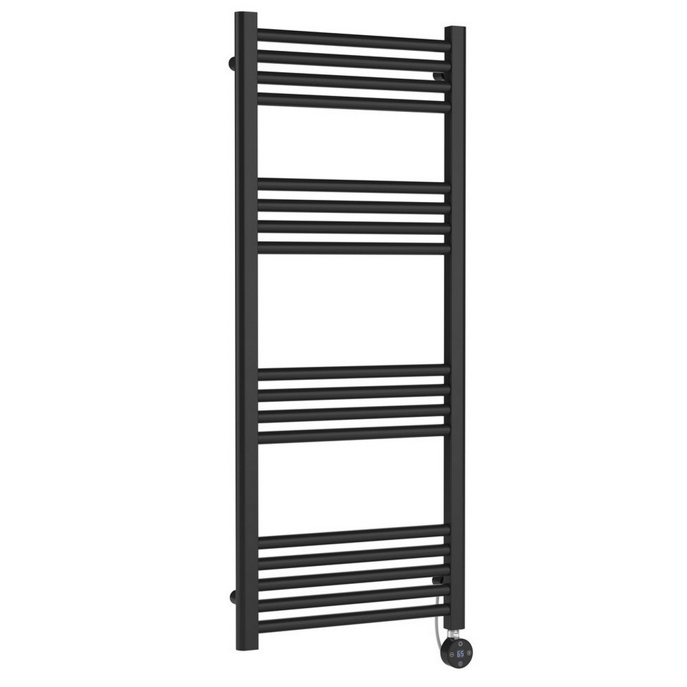 Nuie Electric Rounded 1200 x 500mm Flat Towel Rail in Anthracite