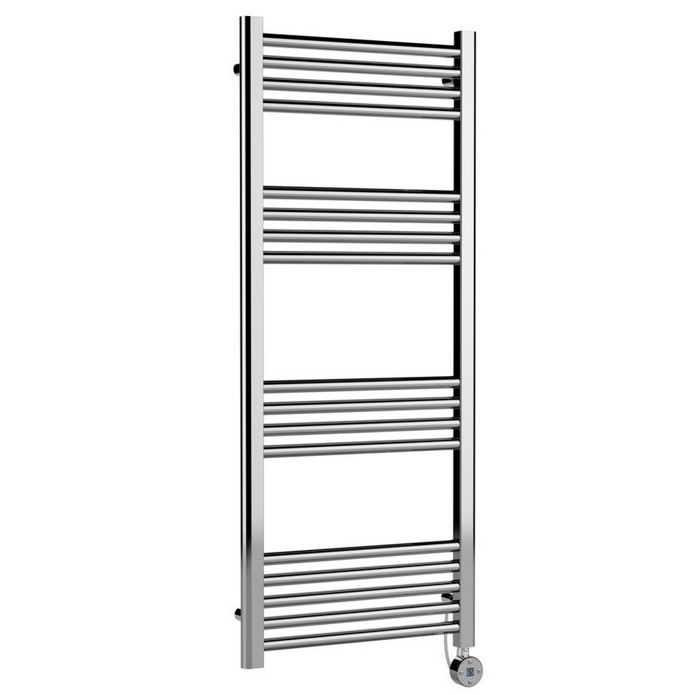 Nuie Electric Rounded 1200 x 500mm Flat Towel Rail in Chrome (1)
