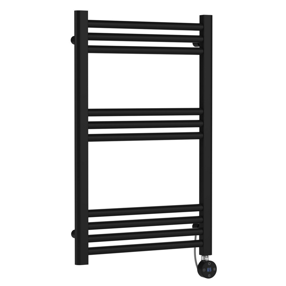 Nuie Electric Rounded 800 x 500mm Flat Towel Rail in Black (1)