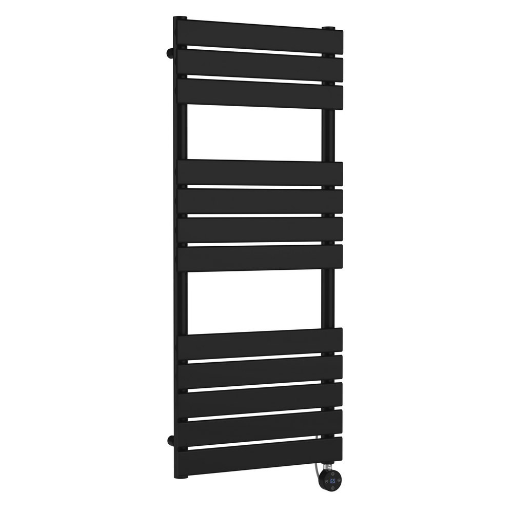 Nuie Electric Squared 1213 x 500mm Flat Towel Rail in Black (1)