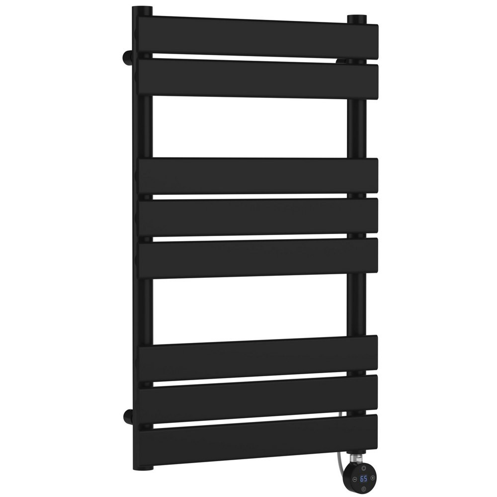 Nuie Electric Squared 840 x 500mm Flat Towel Rail in Black