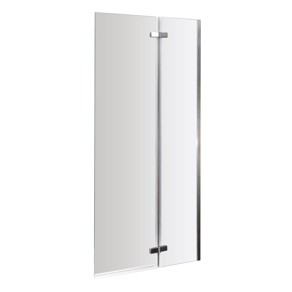 Nuie Ella Satin Chrome Square Fixed Bath Screen with Hinge