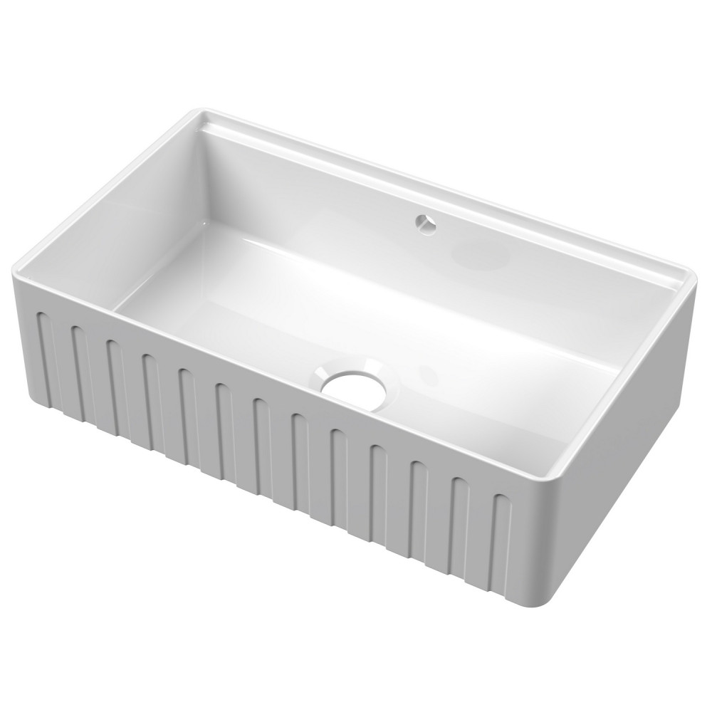 Nuie Fluted Butler 795 x 460mm Kitchen Sink with Ledge