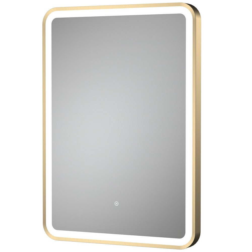 Nuie Hydrus Brushed Brass Framed LED Mirror with Touch Sensor