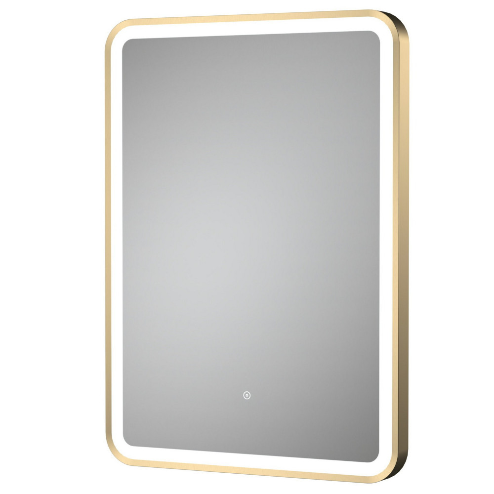 Nuie Hydrus Brushed Brass Framed LED Mirror with Touch Sensor