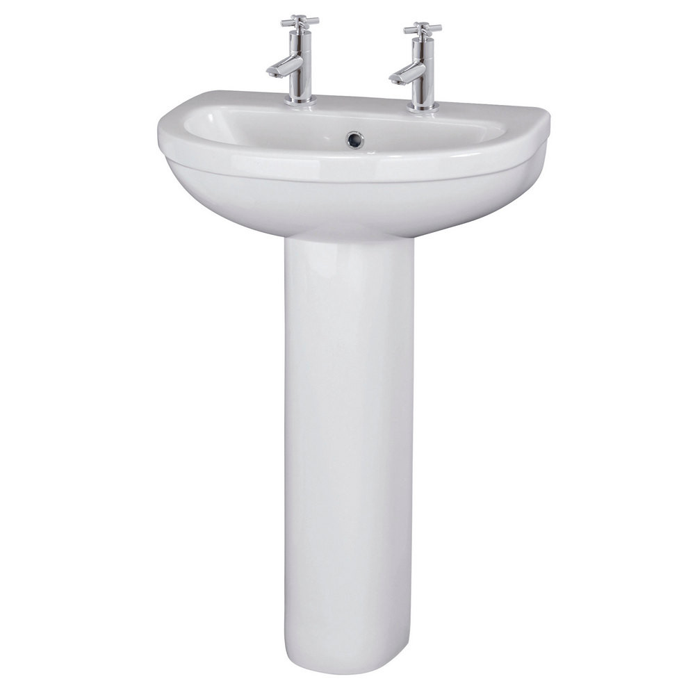 Nuie Ivo 550mm 2TH Basin and Pedestal
