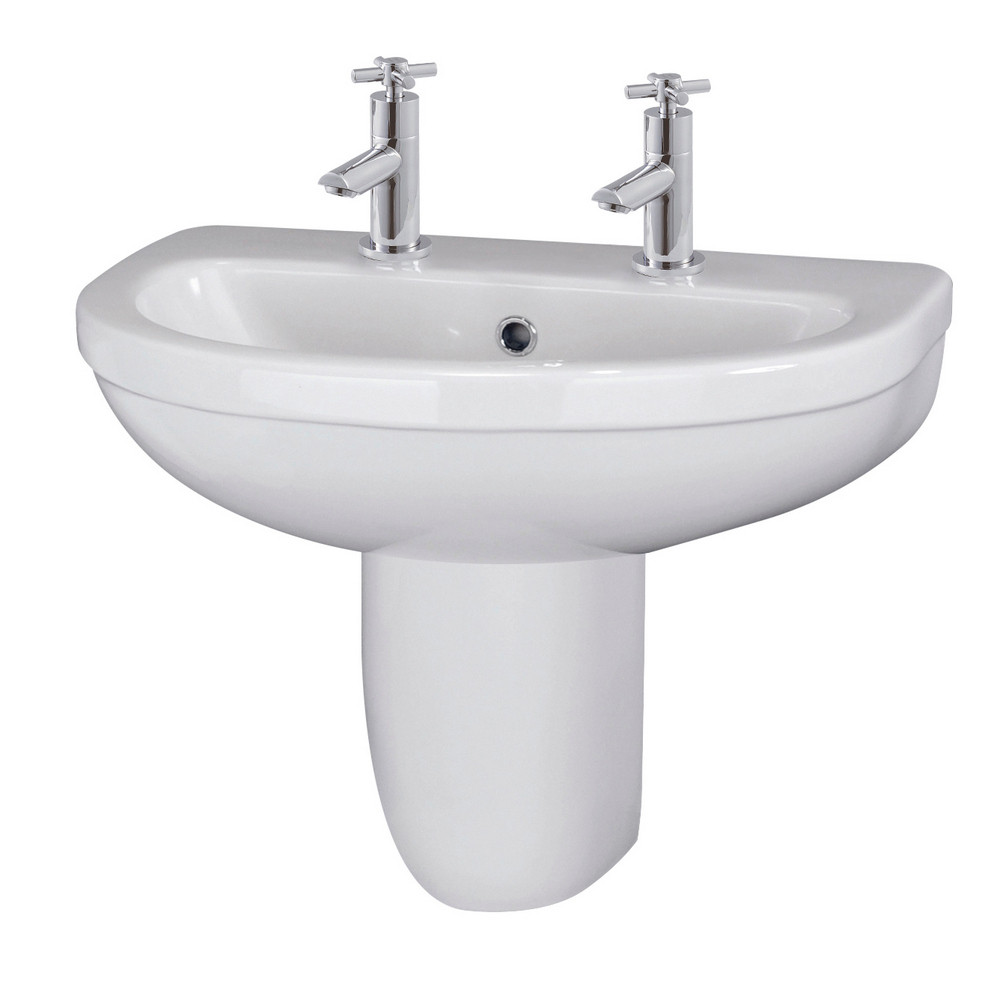 Nuie Ivo 550mm 2TH Basin and Semi Pedestal