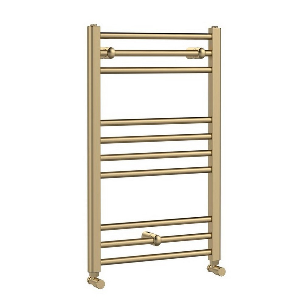 Nuie Lorica Round Straight 800 x 500mm Brushed Brass Towel Radiator