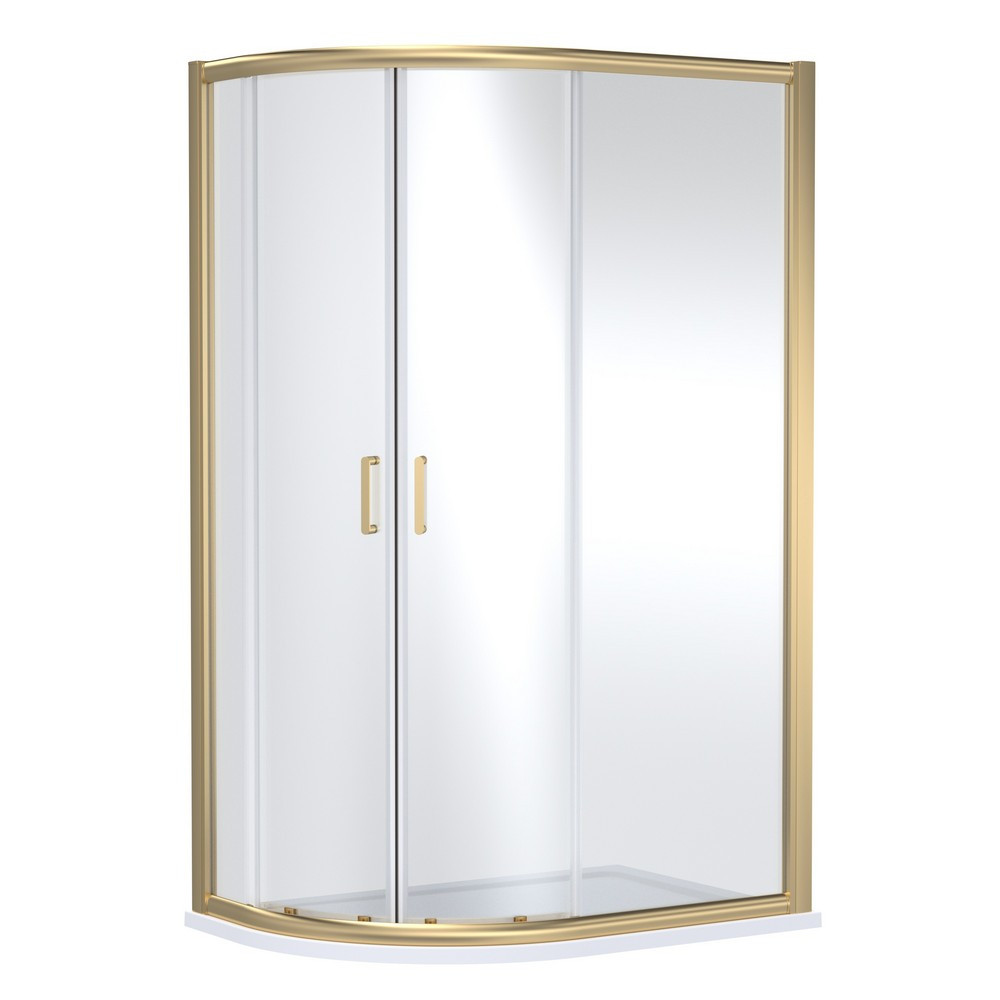 Nuie Lucie 1200 x 800mm Offset Quadrant Shower Enclosure in Brushed Brass
