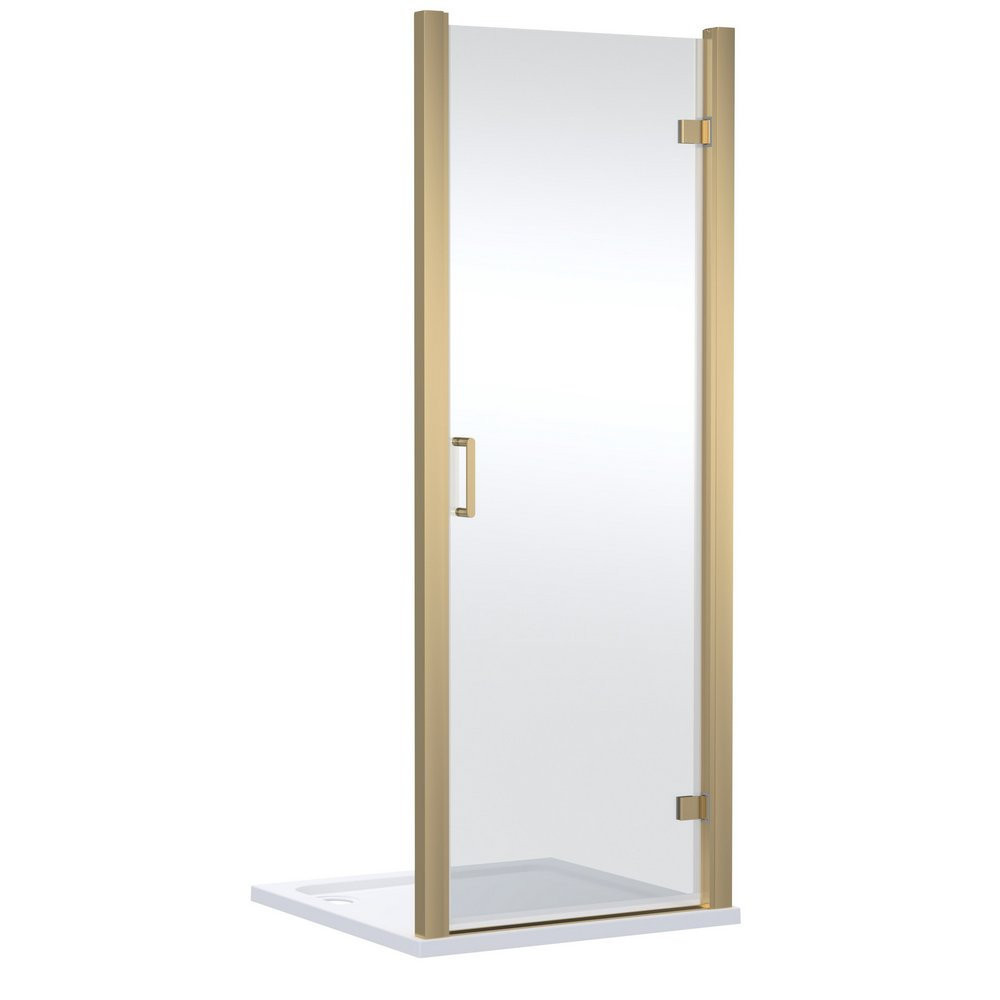 Nuie Lucie 800mm Hinged Shower Door in Brushed Brass