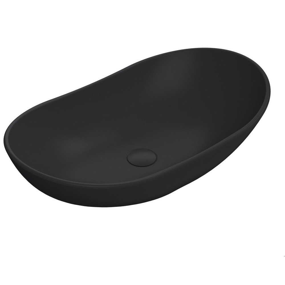 Nuie Luxe Matt Black Round Countertop Basin 615mm