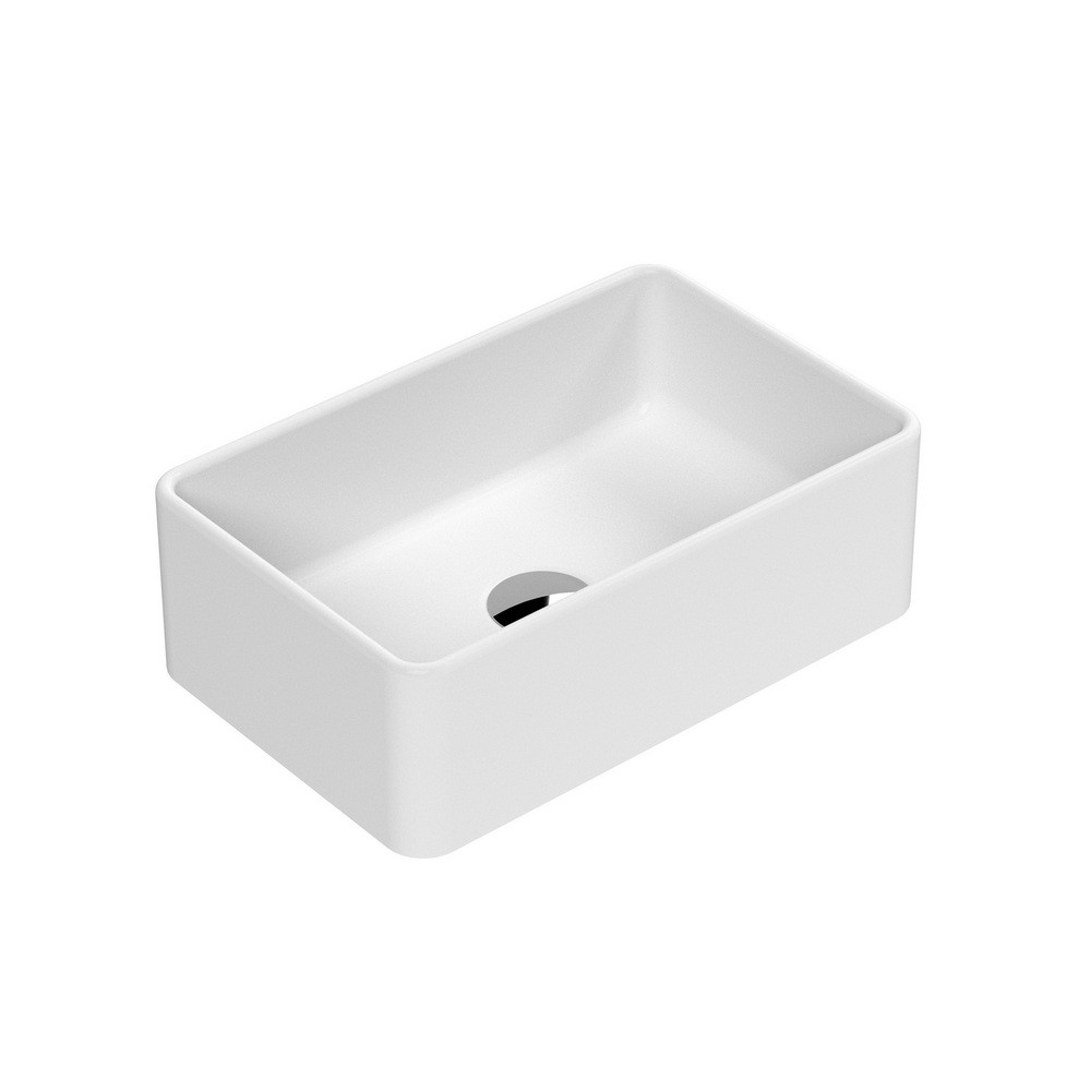 Nuie Luxe Matt White Rectangular Countertop Basin 365mm