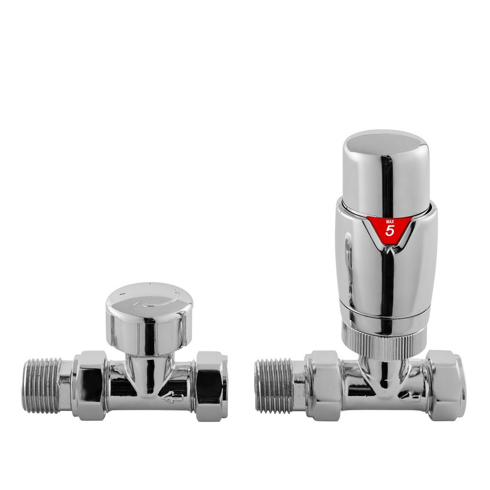 Nuie Luxury Thermostatic Straight Radiator Valves Pack