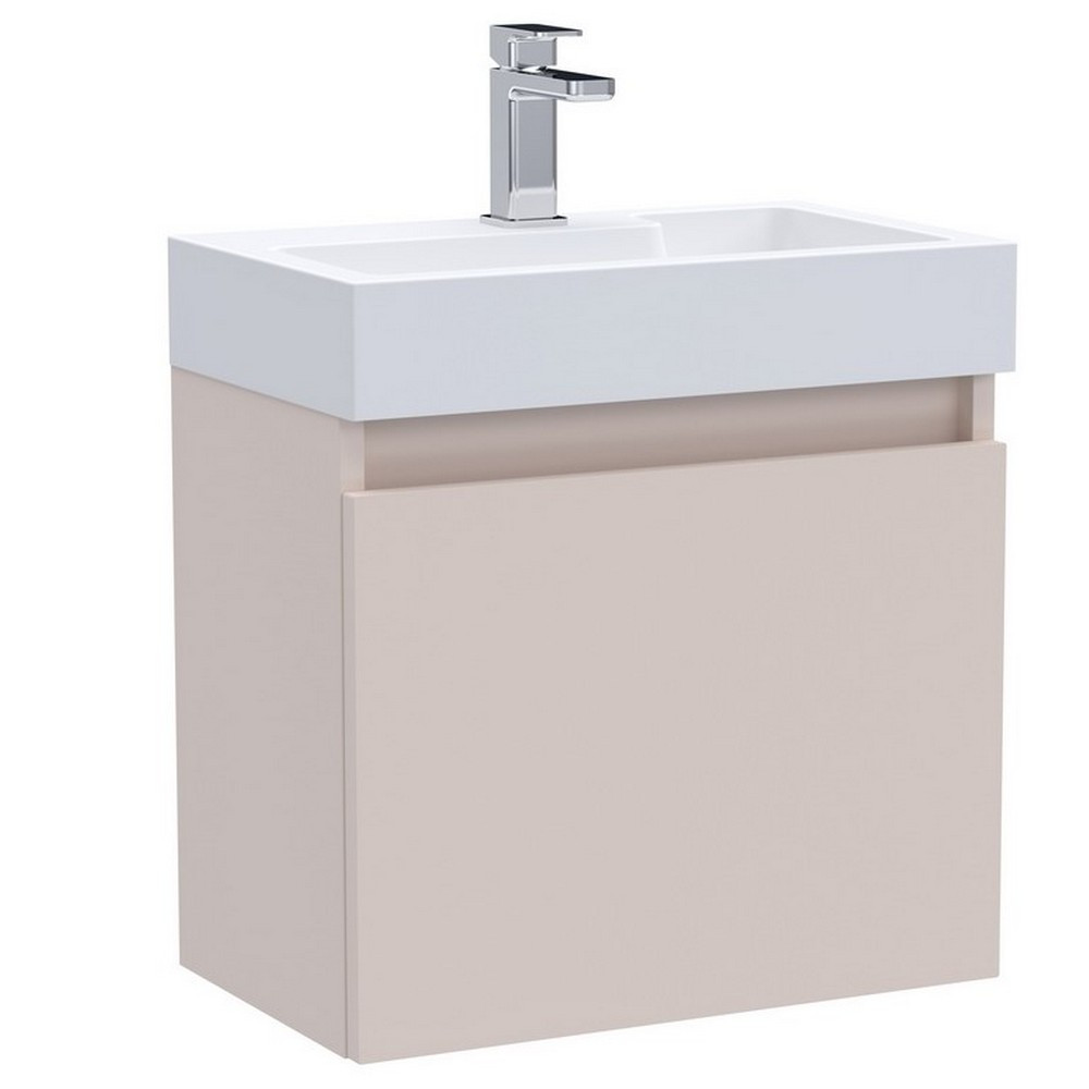Nuie Merit Slimline 500mm Blush Pink Wall Hung Vanity Unit with Basin (1)
