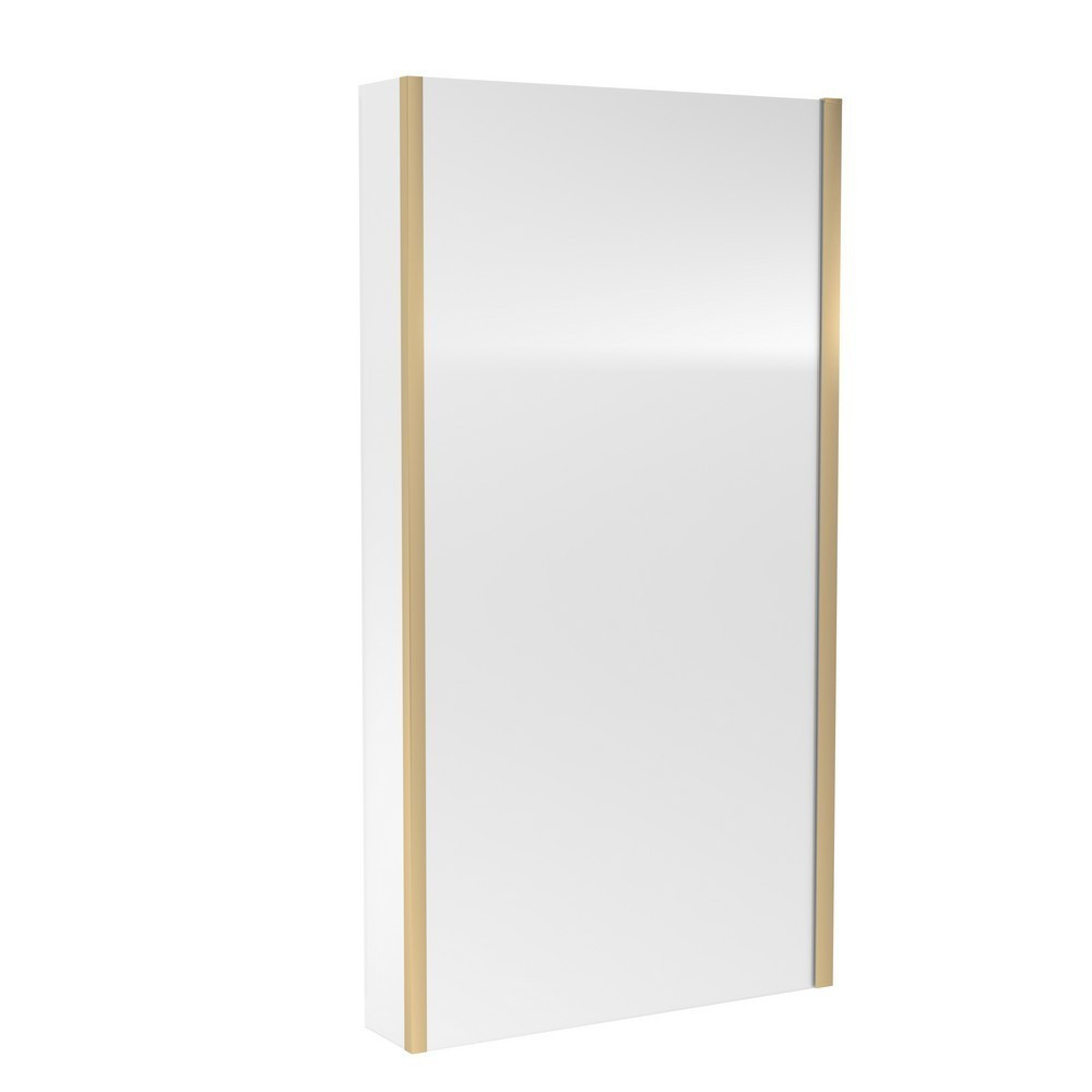 Nuie Pacific Brushed Brass L Shape Fixed Bath Screen with Fixed Return