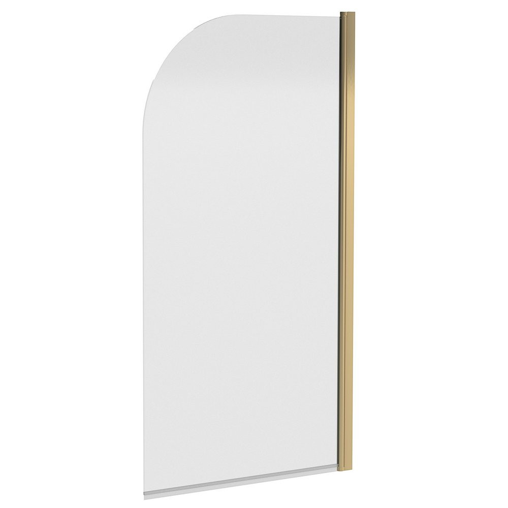 Nuie Pacific Brushed Brass Round Hinged Bath Screen