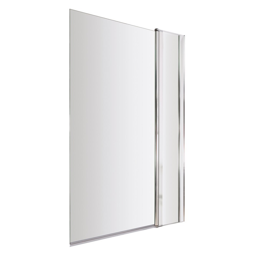 Nuie Pacific Polished Chrome 6mm Square Hinged Bath Screen with Fixed Panel (1)