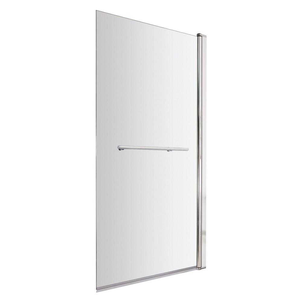 Nuie Pacific Polished Chrome 6mm Square Hinged Bath Screen with Rail