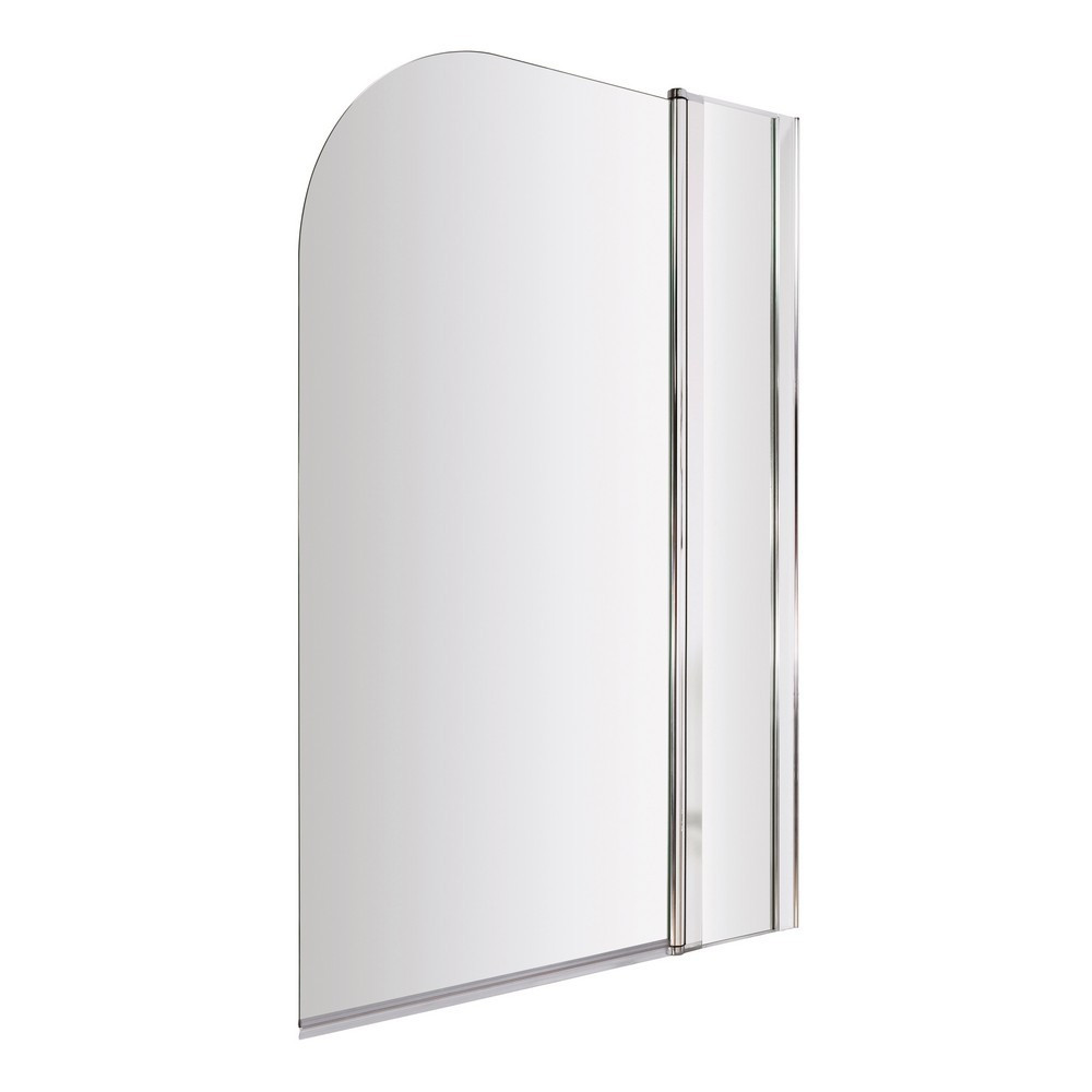 Nuie Pacific Polished Chrome 790mm Round Hinged Bath Screen with Fixed Panel (1)