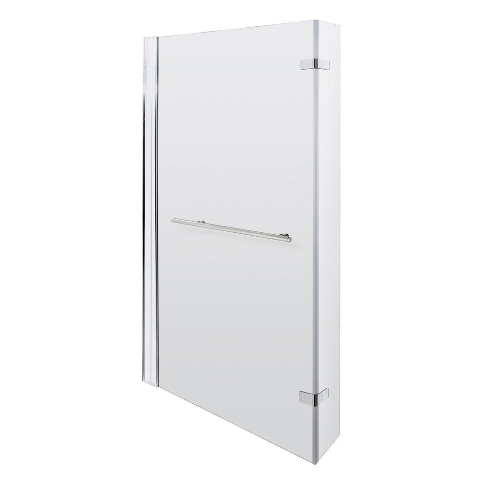 Nuie Pacific Polished Chrome L-Shape Hinged Fixed Return Bath Screen with Rail (1)