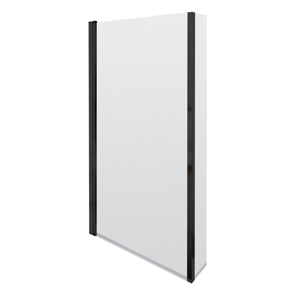 Nuie Pacific Satin Black L-Shaped Hinged Bath Screen with Fixed Return (1)