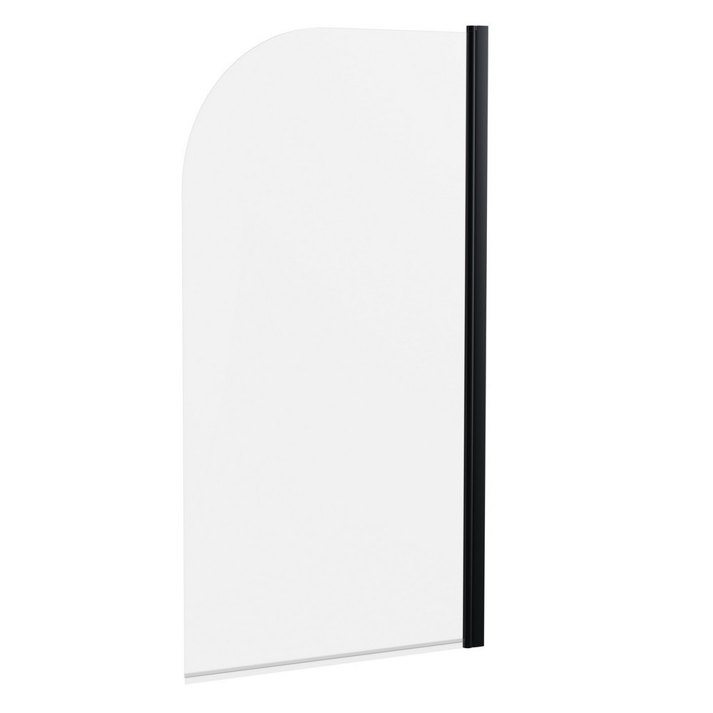 Nuie Pacific Satin Black Round Hinged Bath Screen