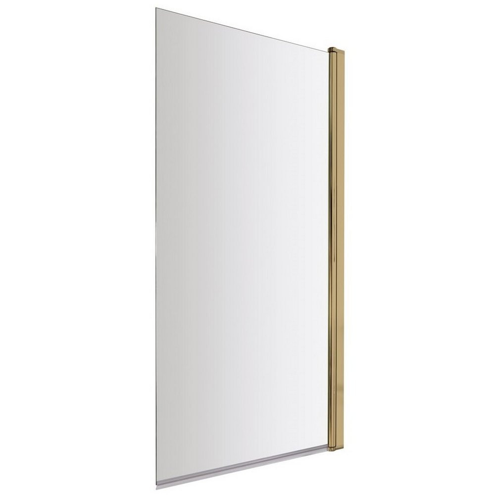 Nuie Pacific Square 6mm Frameless Brushed Brass Bath Screen