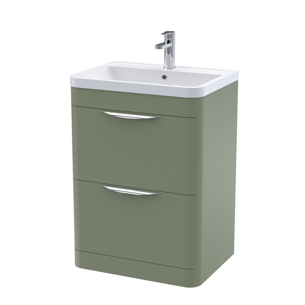 Nuie Parade 600mm Satin Green Floor Standing Unit with Basin (1)