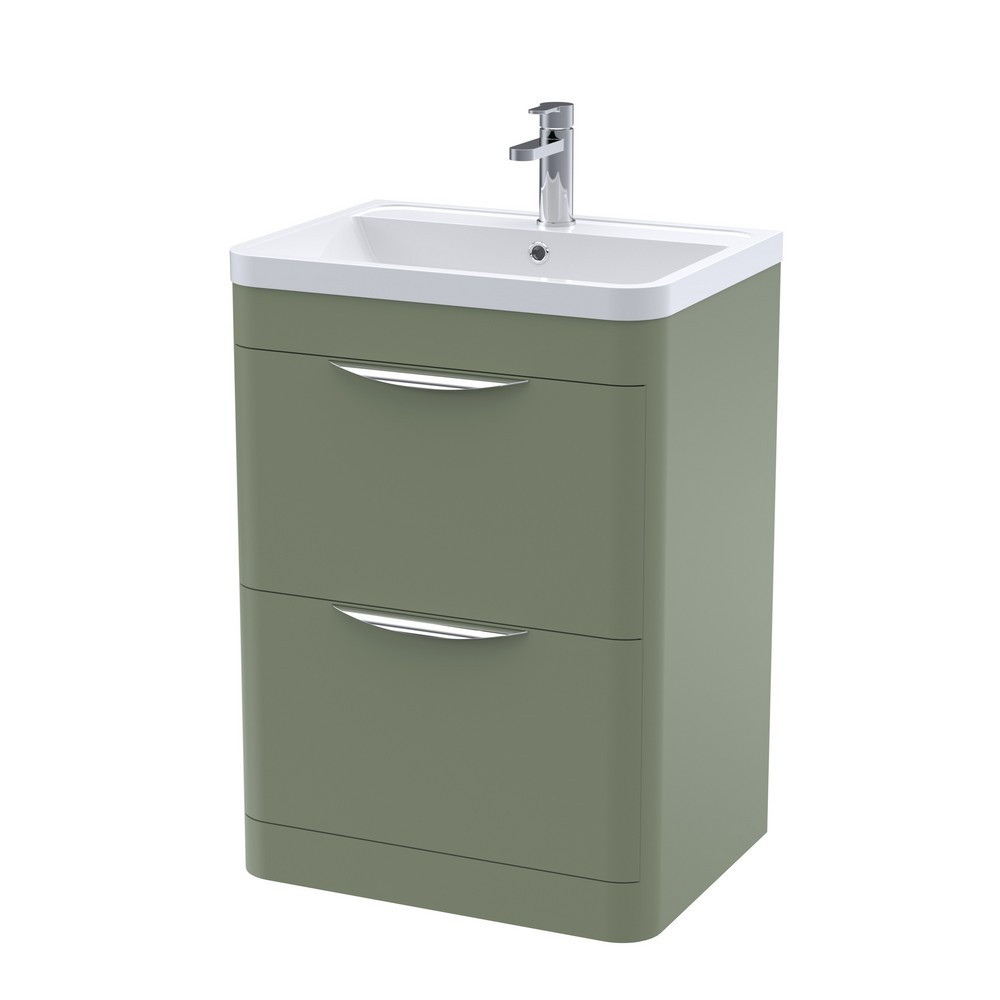 Nuie Parade 600mm Satin Green Floor Standing Unit with Basin