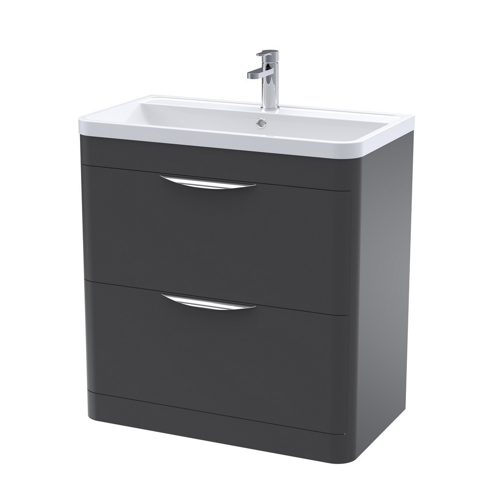 Nuie Parade 800mm Satin Anthracite Floor Standing Vanity Unit with Basin