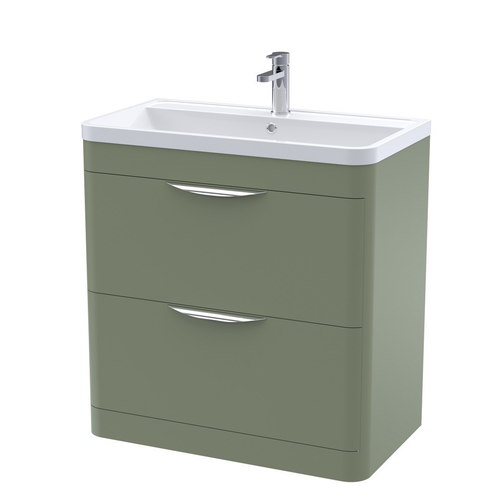 Nuie Parade 800mm Satin Green Floor Standing Vanity Unit with Basin