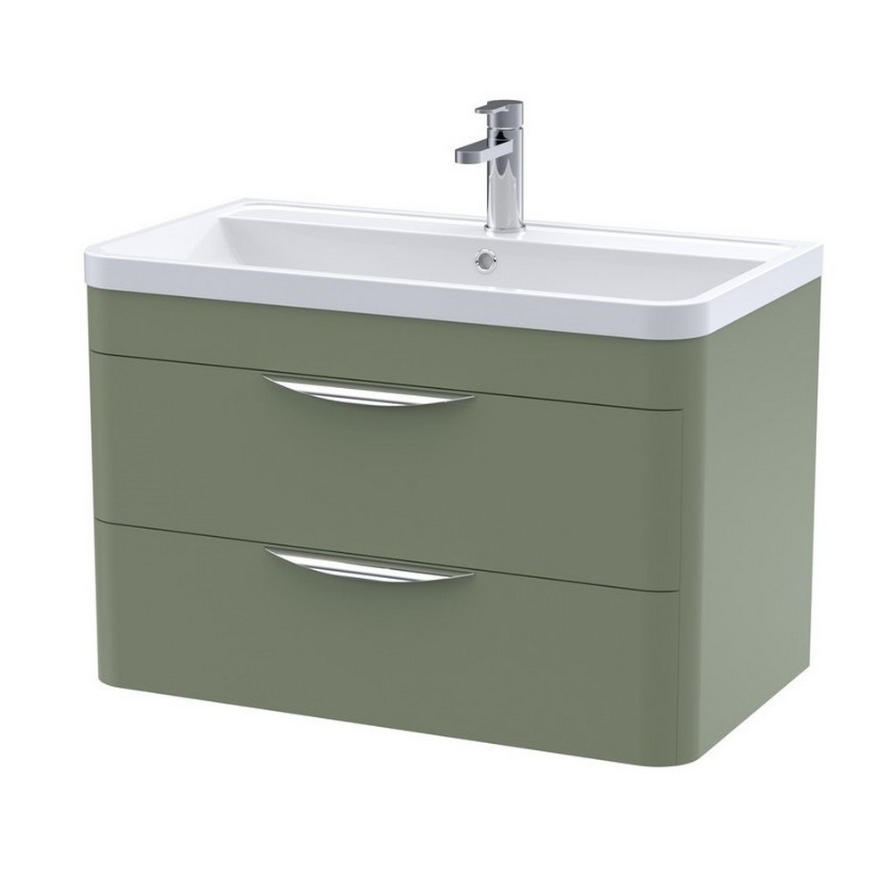 Nuie Parade 800mm Satin Green Wall Hung Unit with Basin